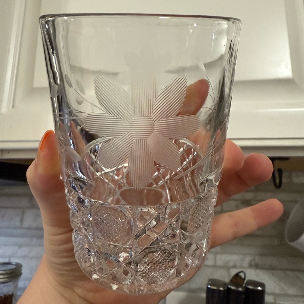 Set Of 6 Antique 1918 McKee Innovation 410 8oz Floral Cut Tumbler 1024 Glasses